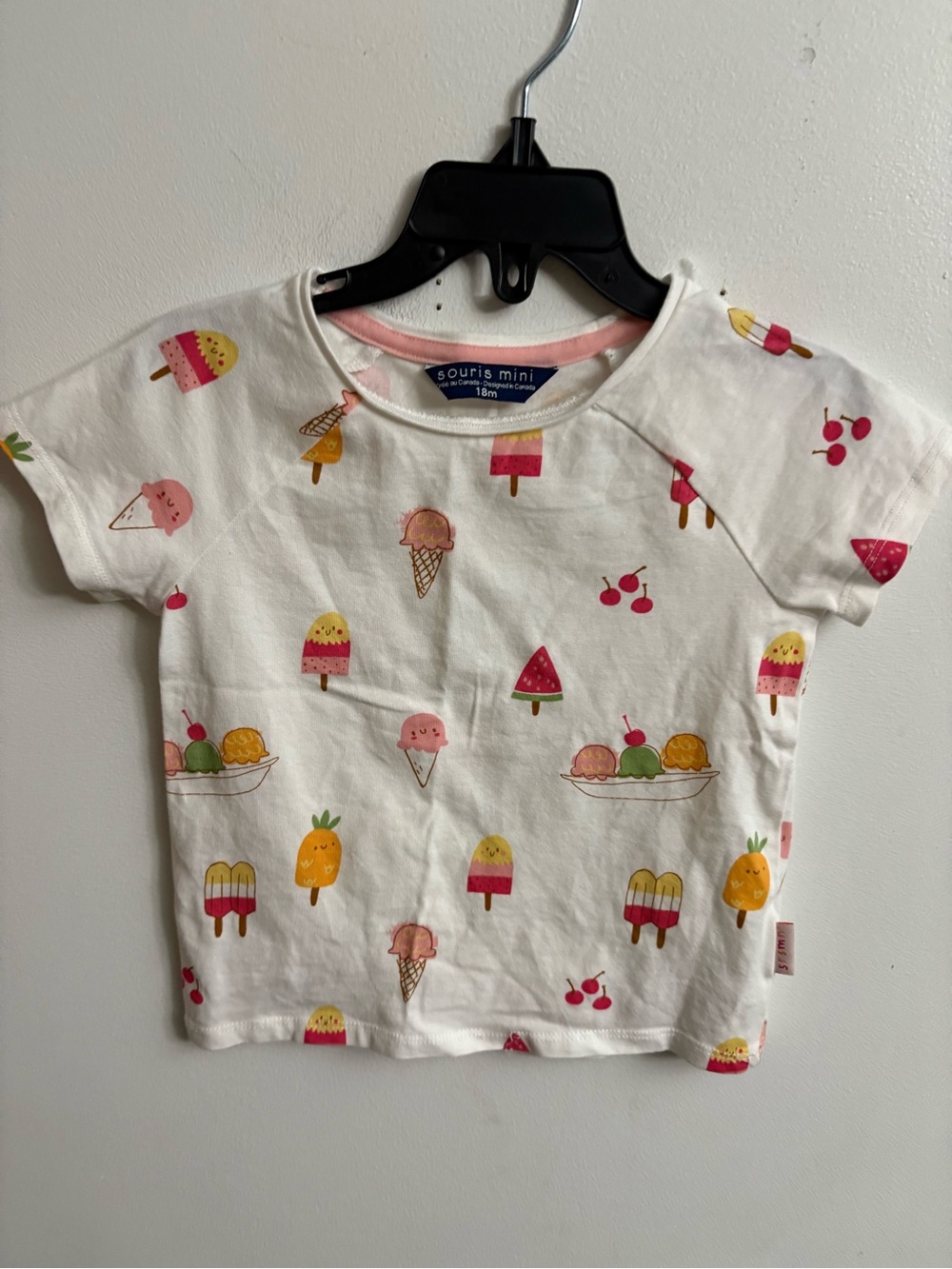 4/30$ Souris Mini Cream Ice Cream & Fruit Print Short Sleeve Tee 18 moths